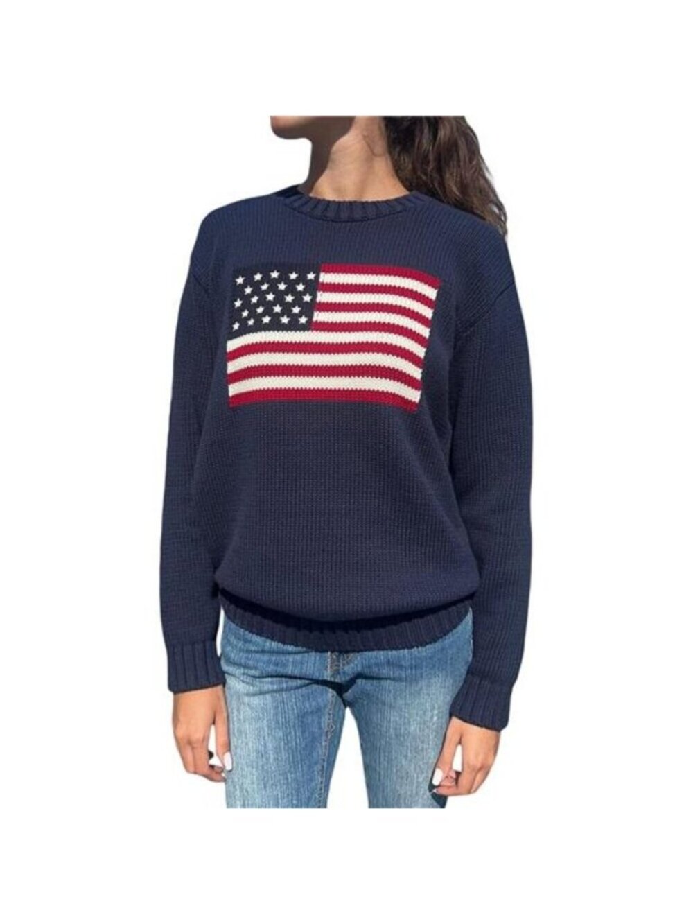 American Flag Sweater for Women Striped Star Sweaters USA Sweatshirt